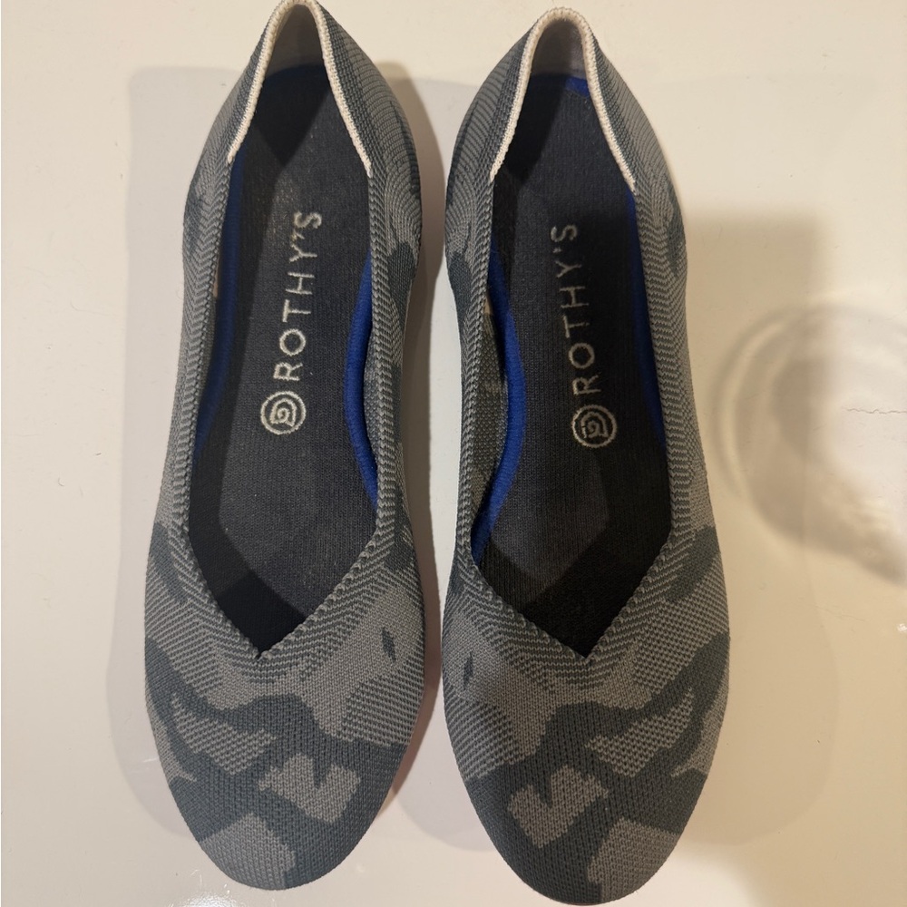 Rothy's Gray Knit Patterned Ballet Flats
